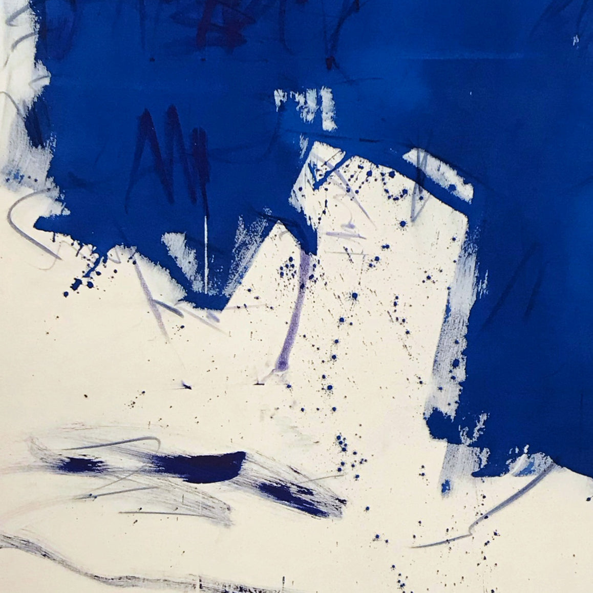 Artwork by Manuela Karin Knaut, Azur and sea, Made of Acrylics, ink, oil on raw canvas 