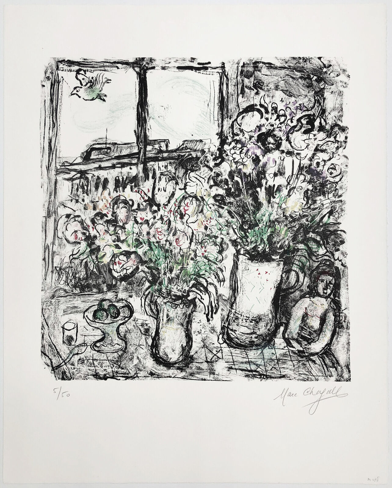 Artwork by Marc Chagall, FLEURS DEVANT LA FENETRE (MOURLOT 478), Made of Lithograph 