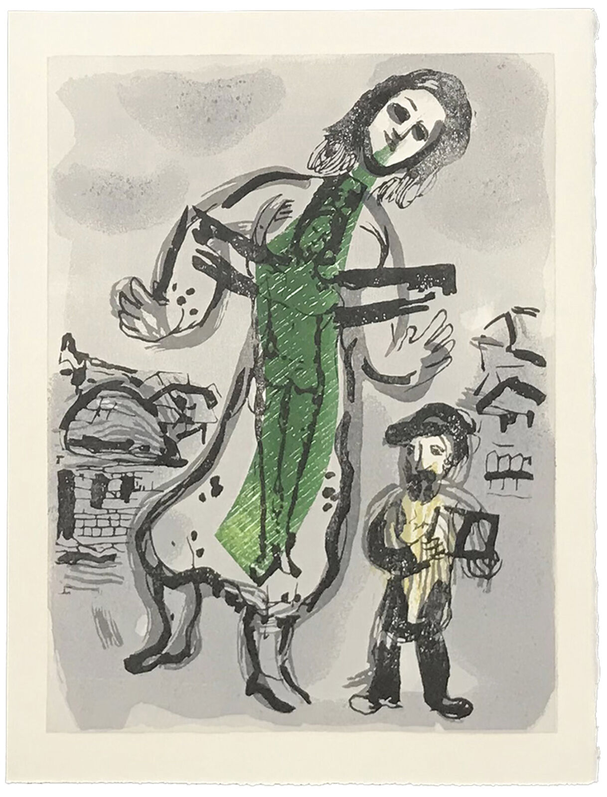 Artwork by Marc Chagall, OU EST LE JOUR ("LES POEMES"), Made of Woodcut 