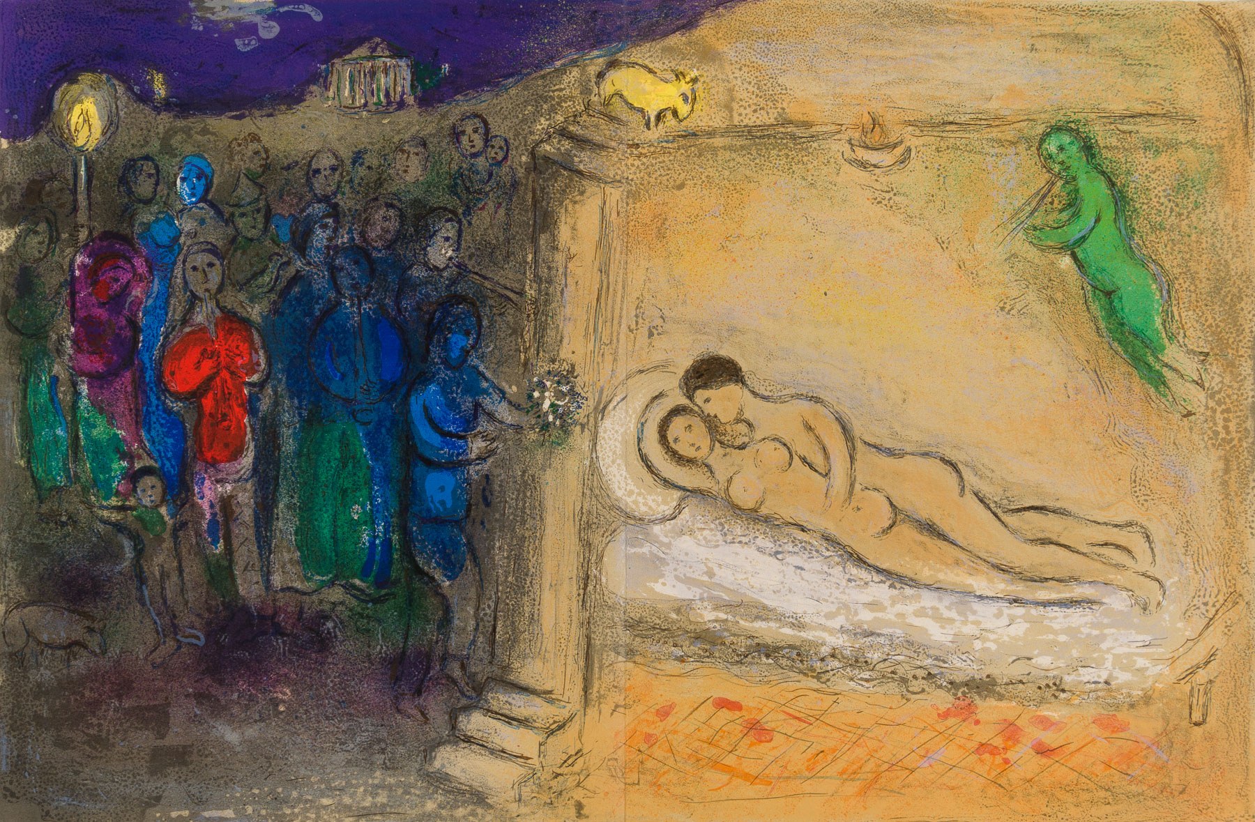 Artwork by Marc Chagall, Hyménée, Made of Lithograph Printed In Colors On Arches Wove Paper 