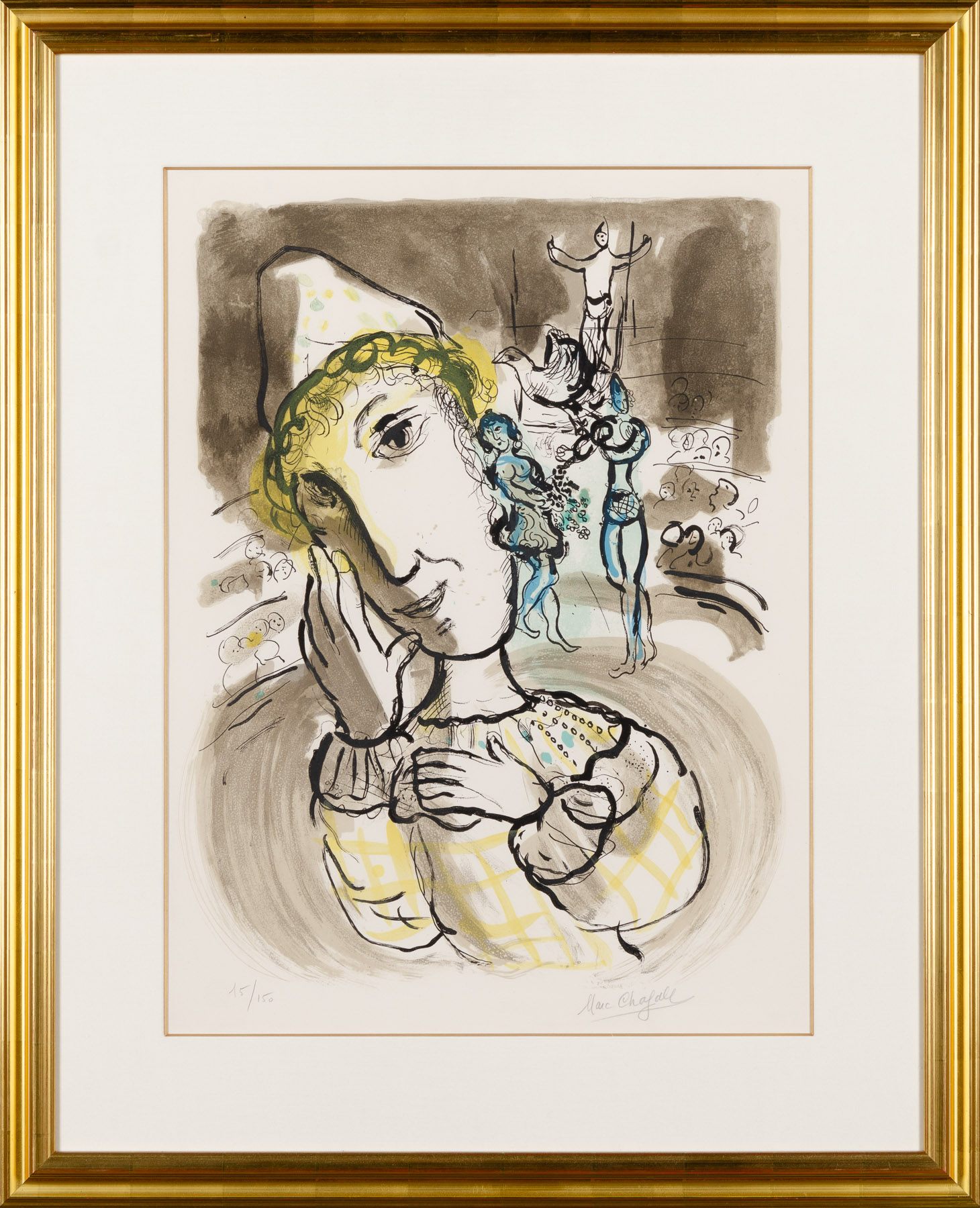 Artwork by Marc Chagall, Le Cirque Au Clown Jaune, Made of Lithograph 