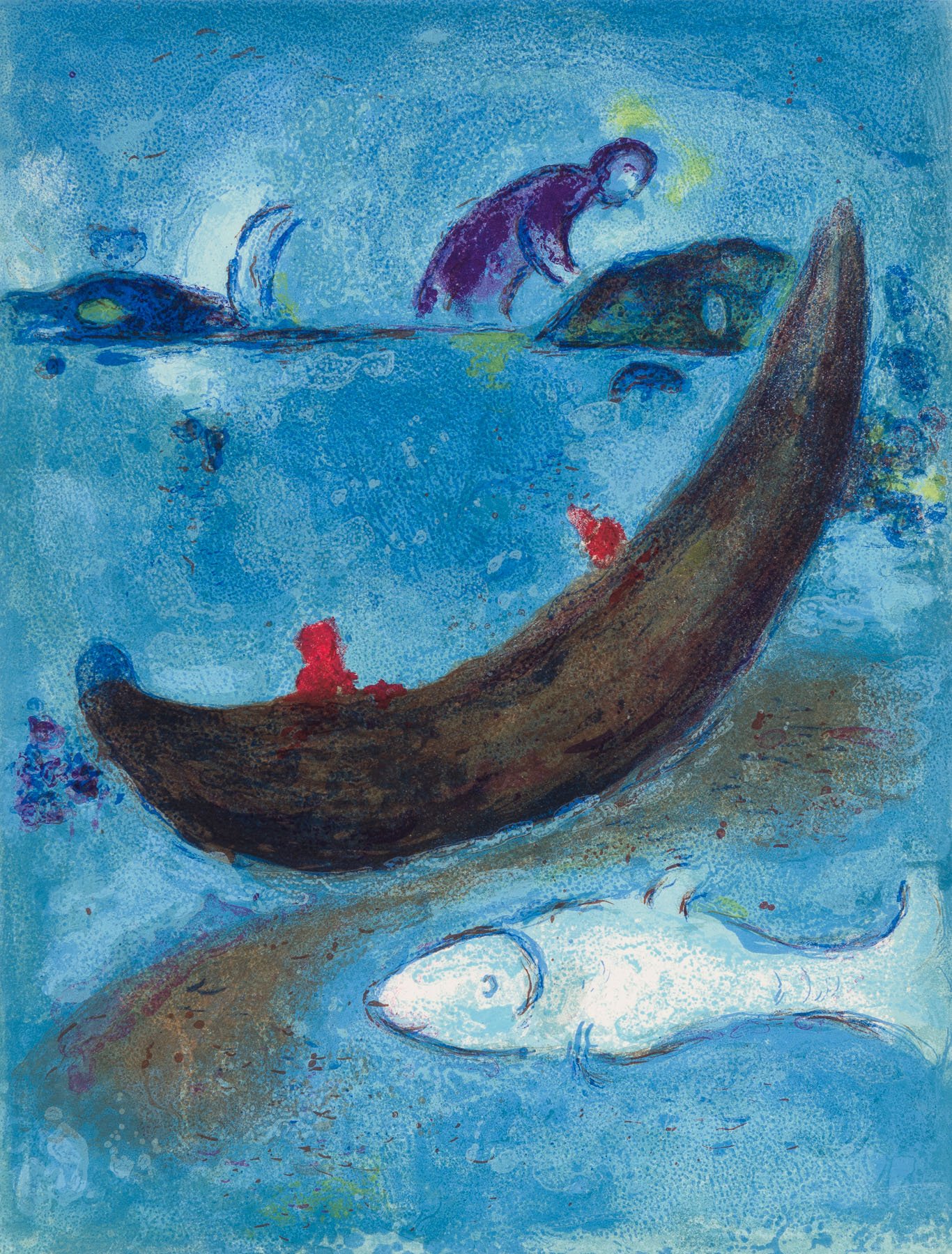 Artwork by Marc Chagall, Le Dauphin Mort Et Les Trois Cents Écus, Made of Lithograph Printed In Colors On Arches Wove Paper 