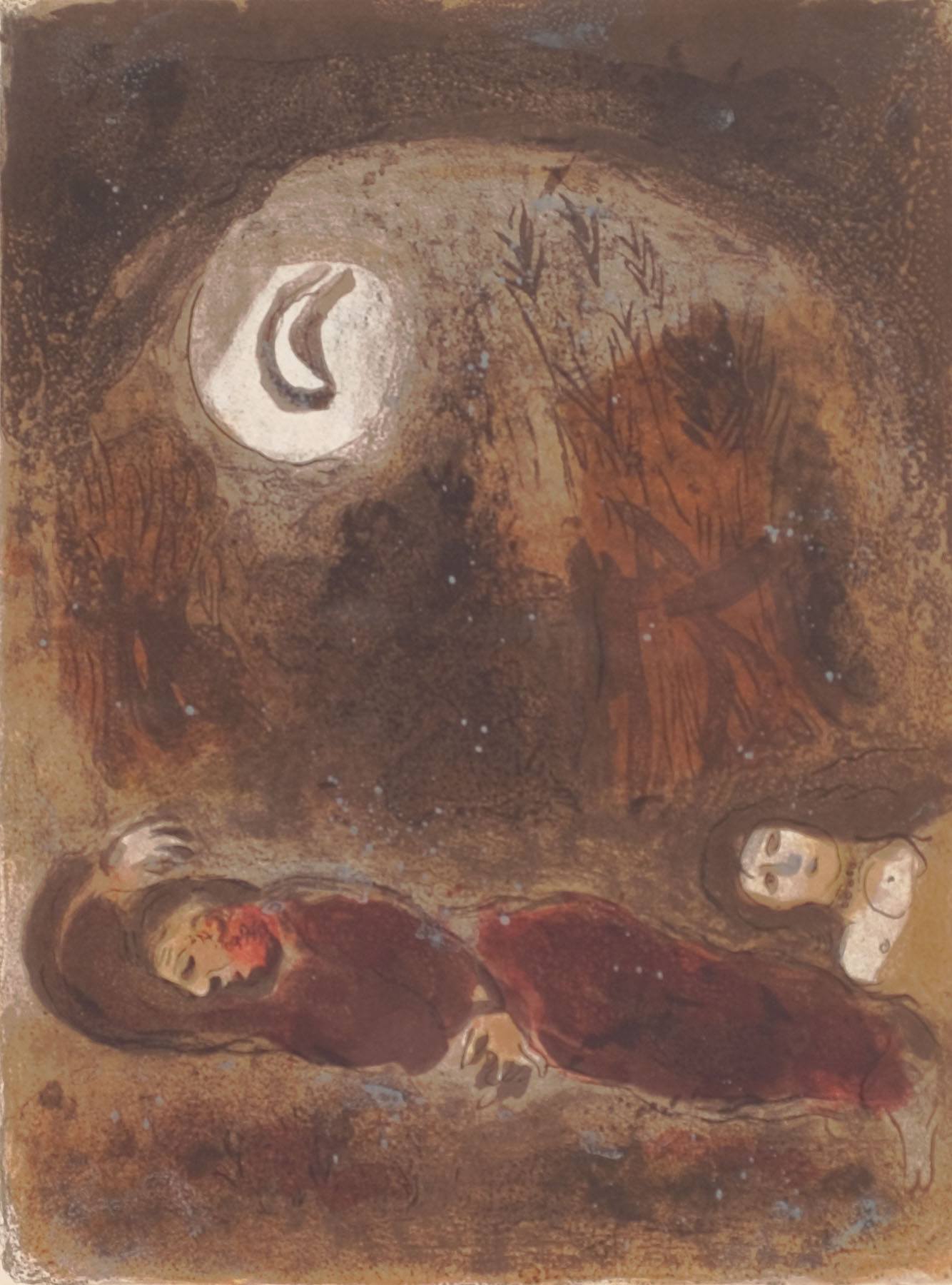 Artwork by Marc Chagall, Ruth Aux Pieds De Booz, Made of Lithograph 
