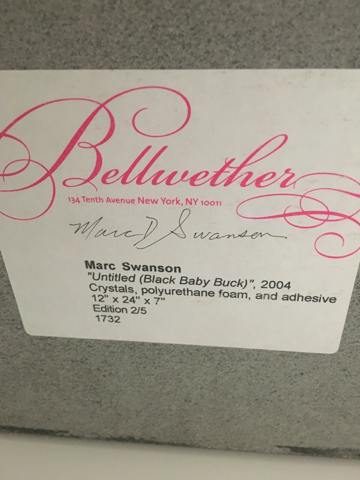 Artwork by Vivian Jendzio, Untitled (Black Baby Buck), Made of Crystals, polyurethane fan, and adhesive 