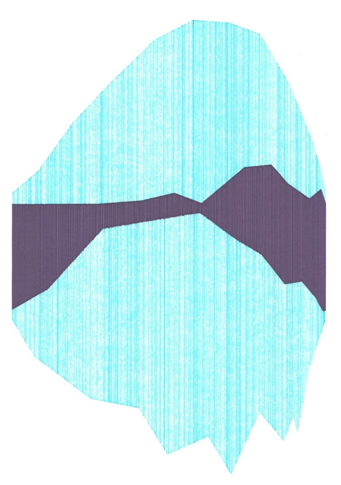A blue and purple fish with a white background.