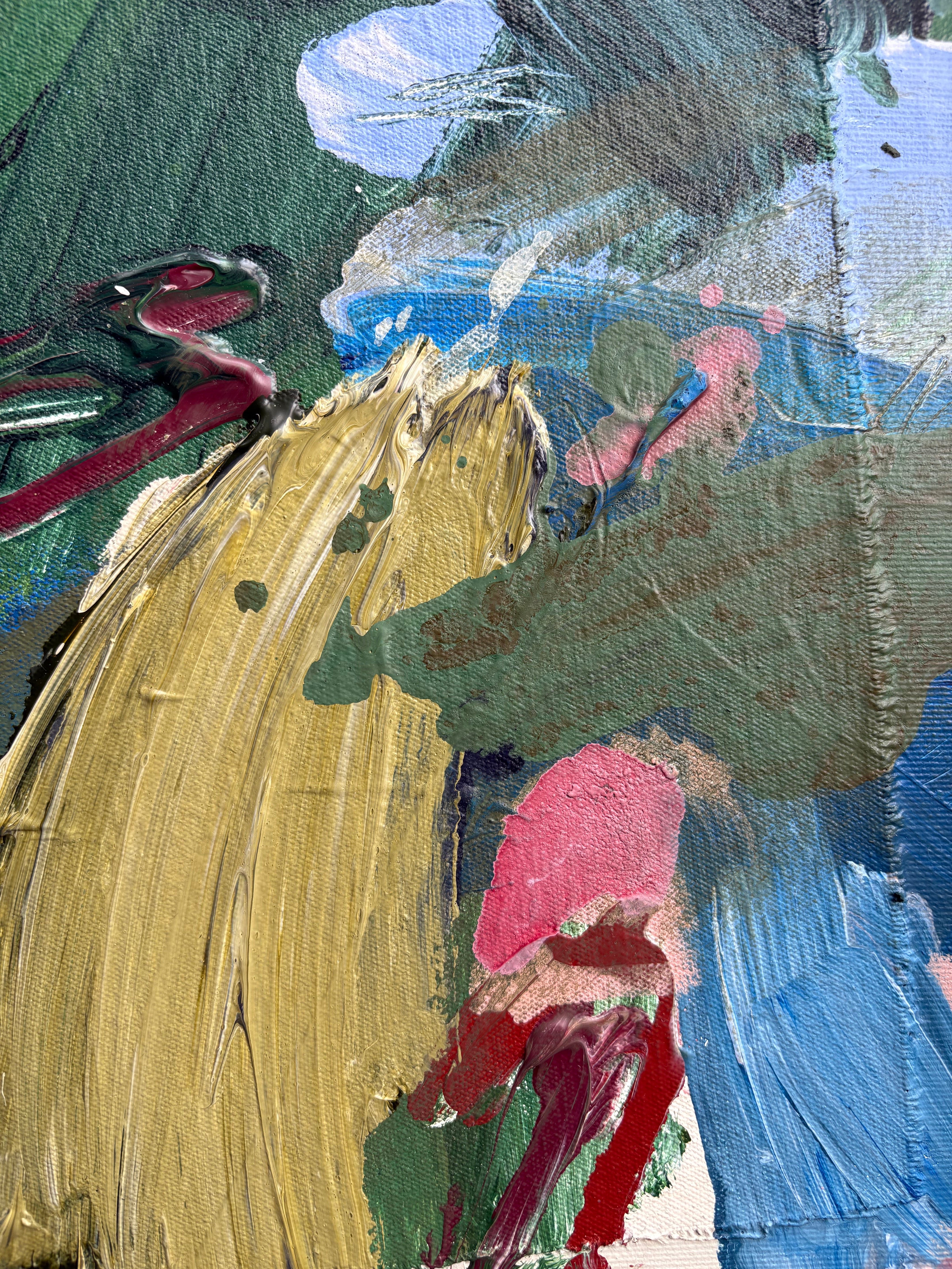 Artwork by Marcus Aitken, Running, Made of Acrylic and textiles on canvas 