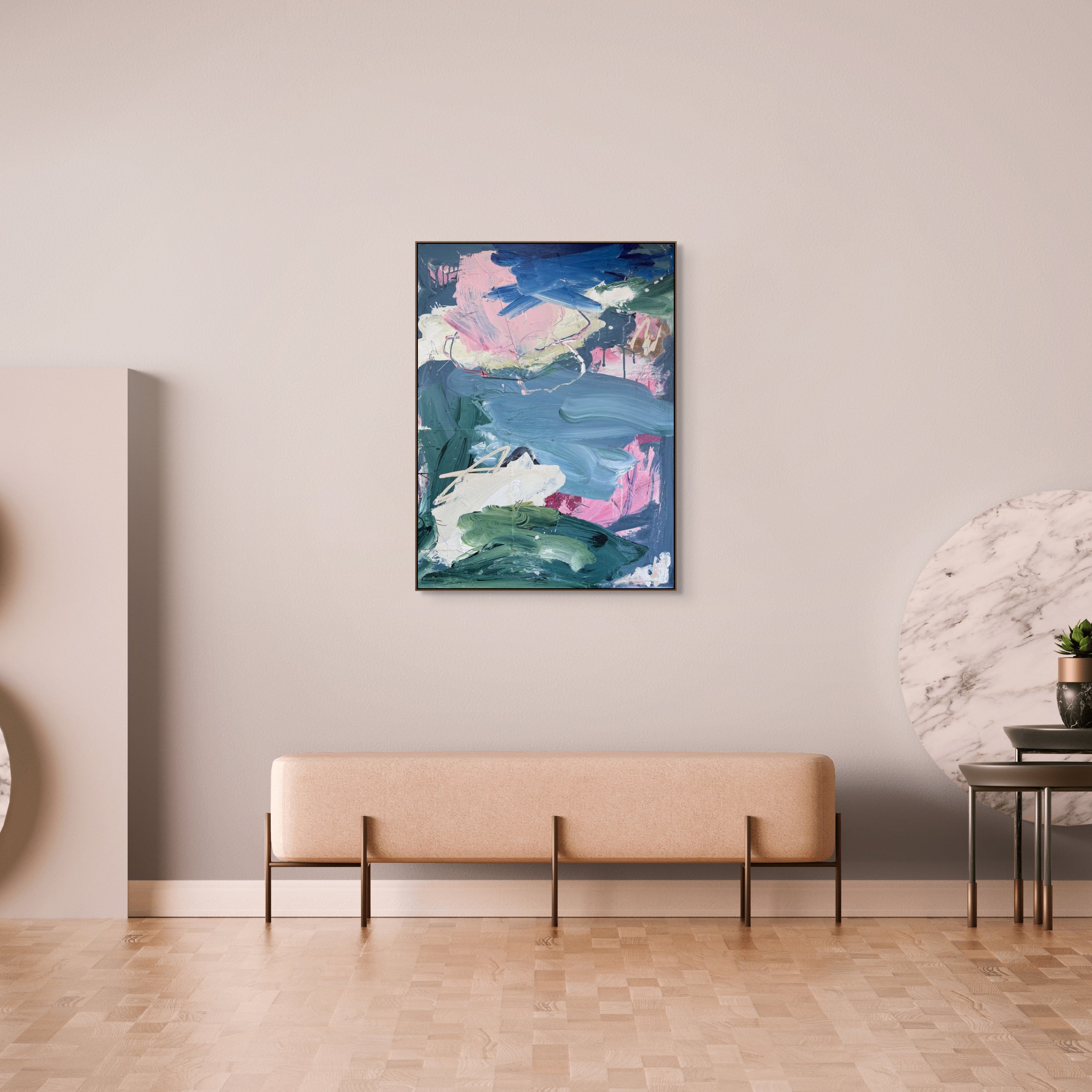 Artwork by Marcus Aitken, Soda, Made of Acrylic, ink and textiles on canvas 