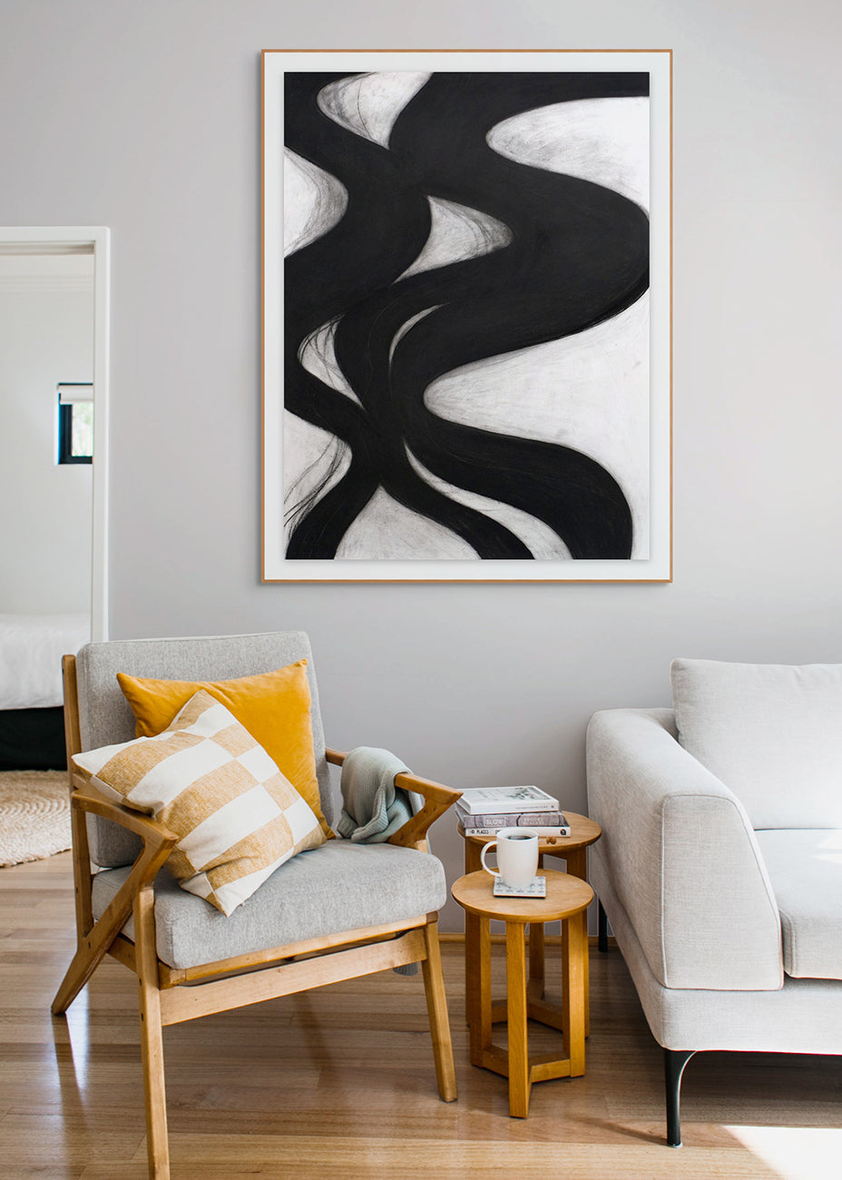 Artwork by Margaret Neill, Dovetail 5, Made of Charcoal on paper 