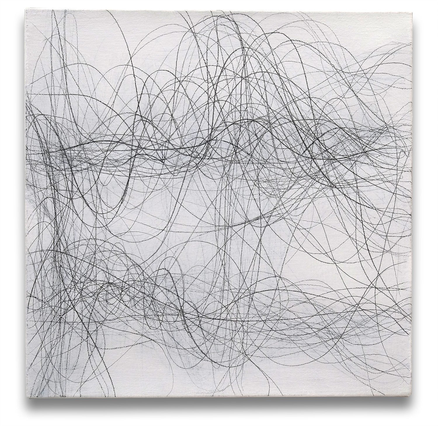 A black and white drawing on a white wall.