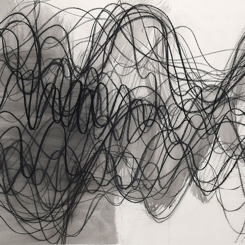 Artwork by Margaret Neill, Manifest 1, Made of Charcoal and water on paper 