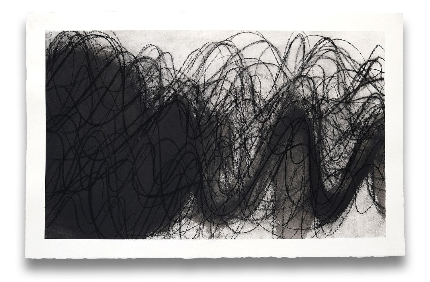A black and white drawing on a white wall.