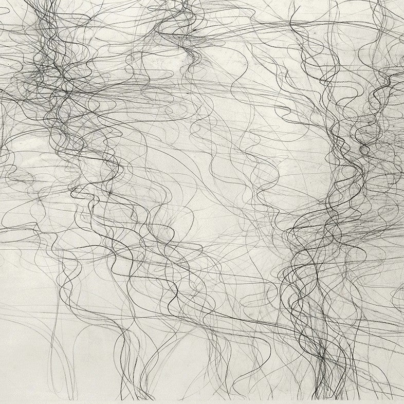 A black and white drawing on a white wall.