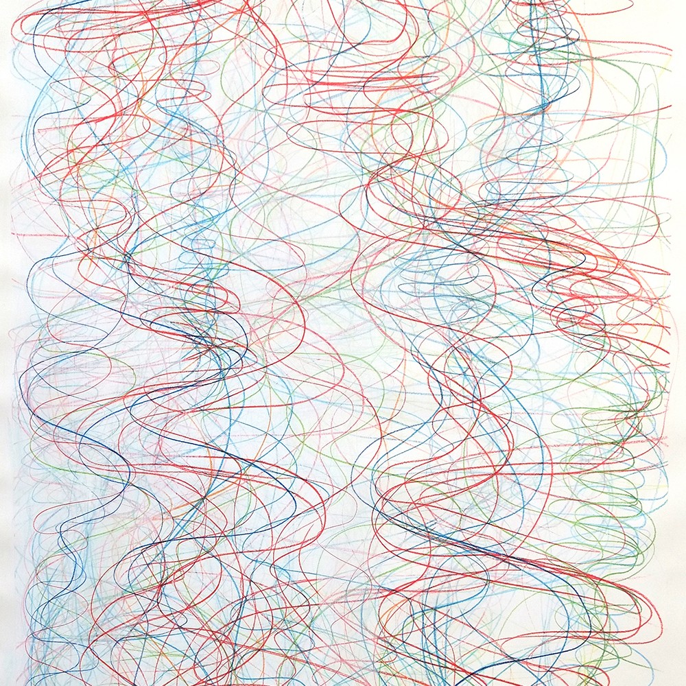 Artwork by Margaret Neill, Riprap 2, Made of Colour pencil and acrylic on paper 