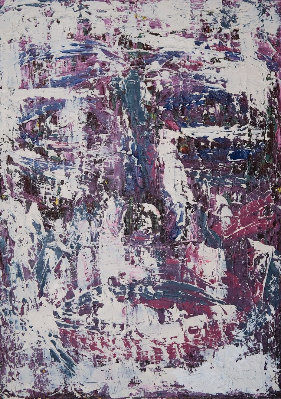 A painting of a man's face on a white background.