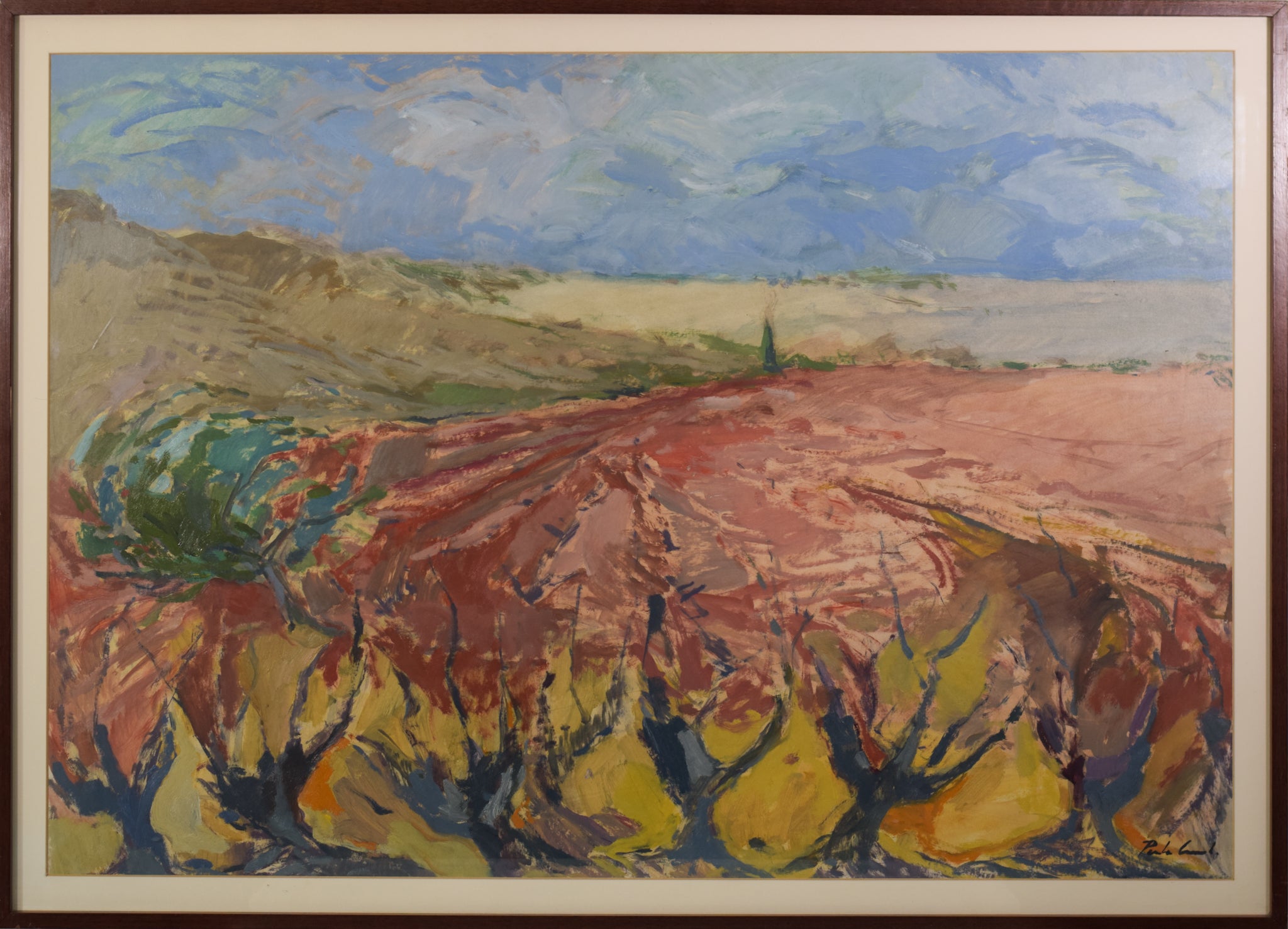 Artwork by María Assumpció Raventós, Josep Maria Pinto - Landscape with Vines, Made of Oil on board 