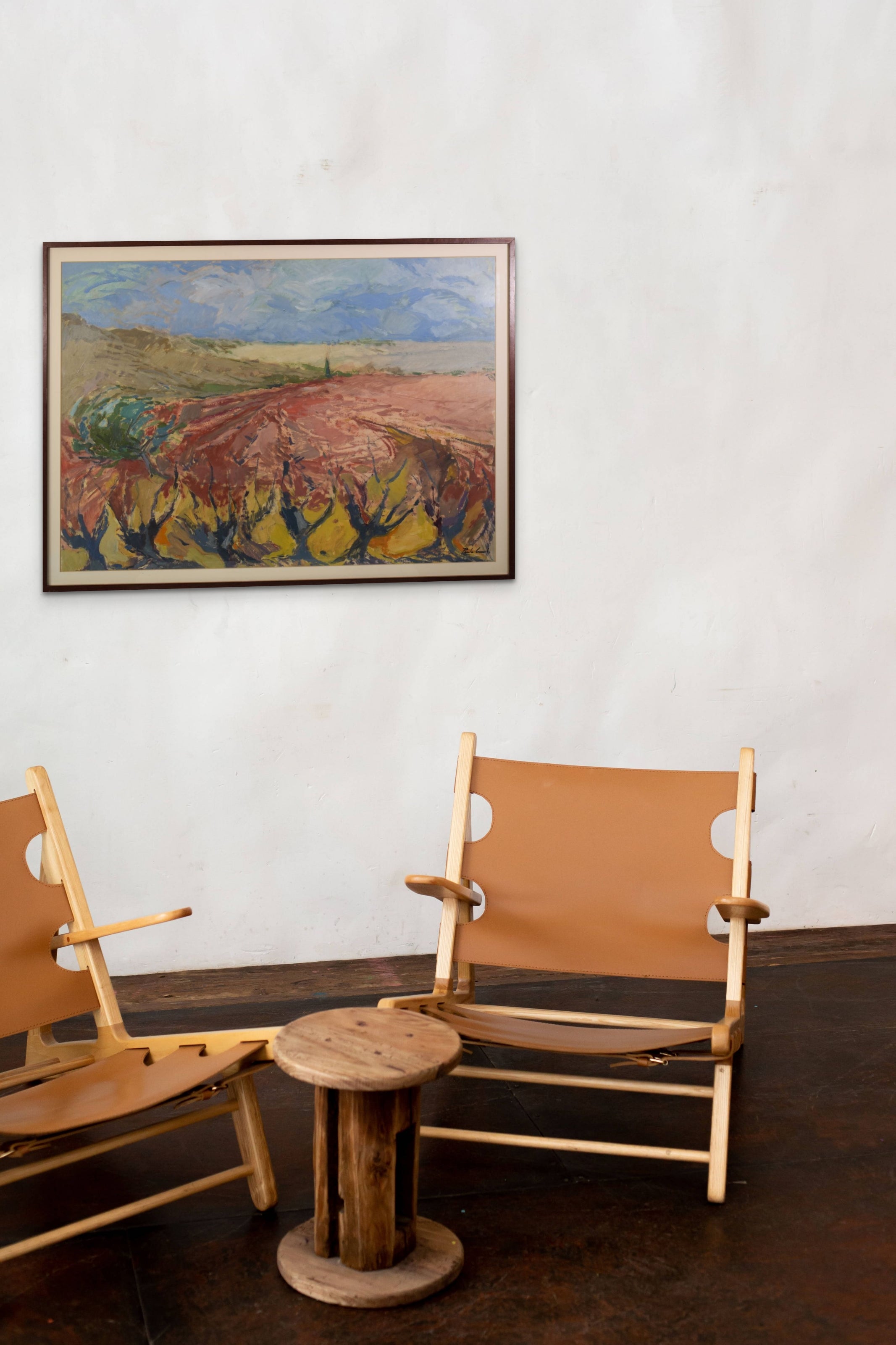 Artwork by María Assumpció Raventós, Josep Maria Pinto - Landscape with Vines, Made of Oil on board 