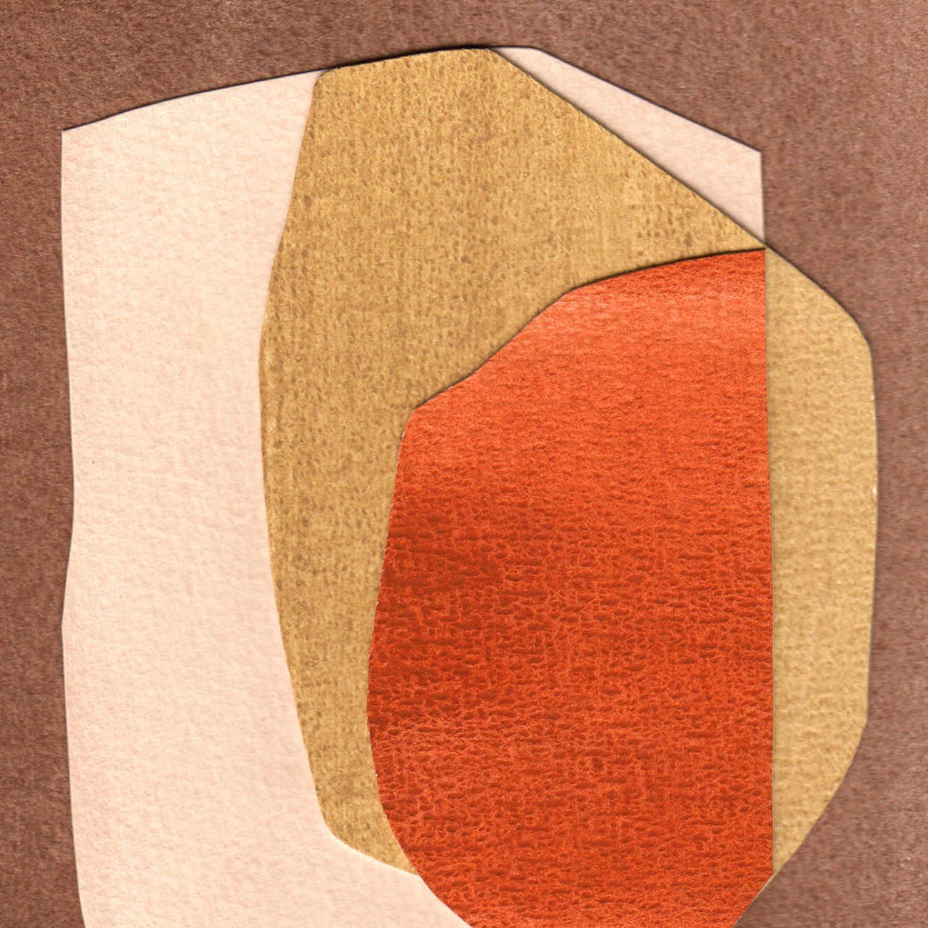 A brown and orange abstract painting on a brown background.