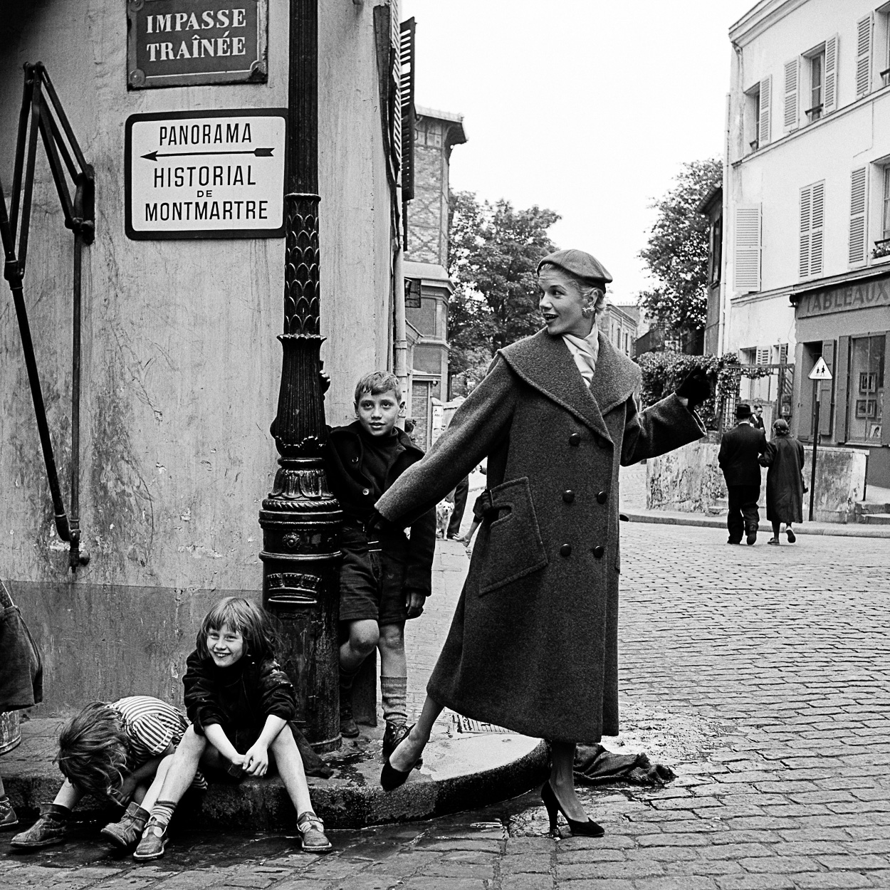 Model and kids Montmartre by Marilyn Stafford, circa 1955