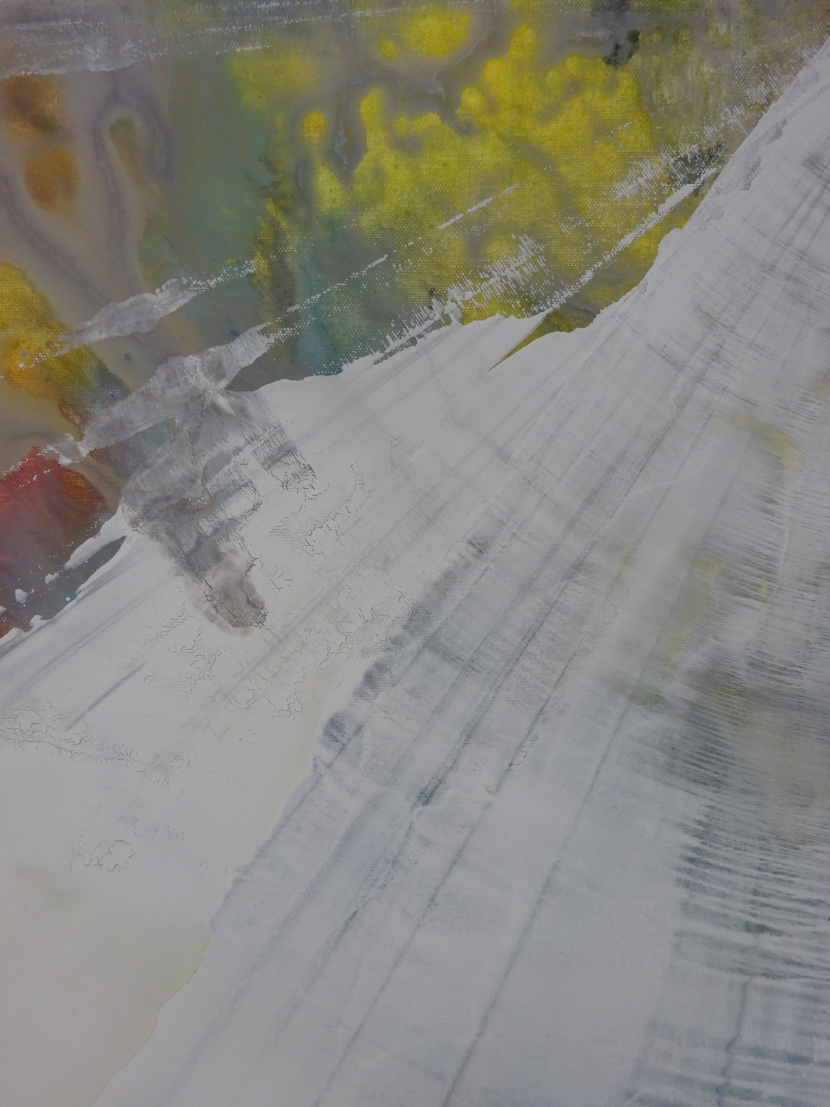 A painting of a white sheet of paper with yellow flowers on it.