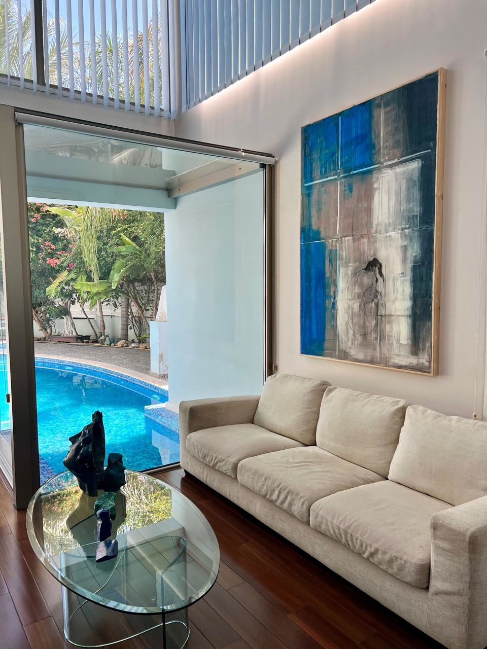 Artwork by Marina Olympios, Life in blue, Made of Mineral colours on canvas 