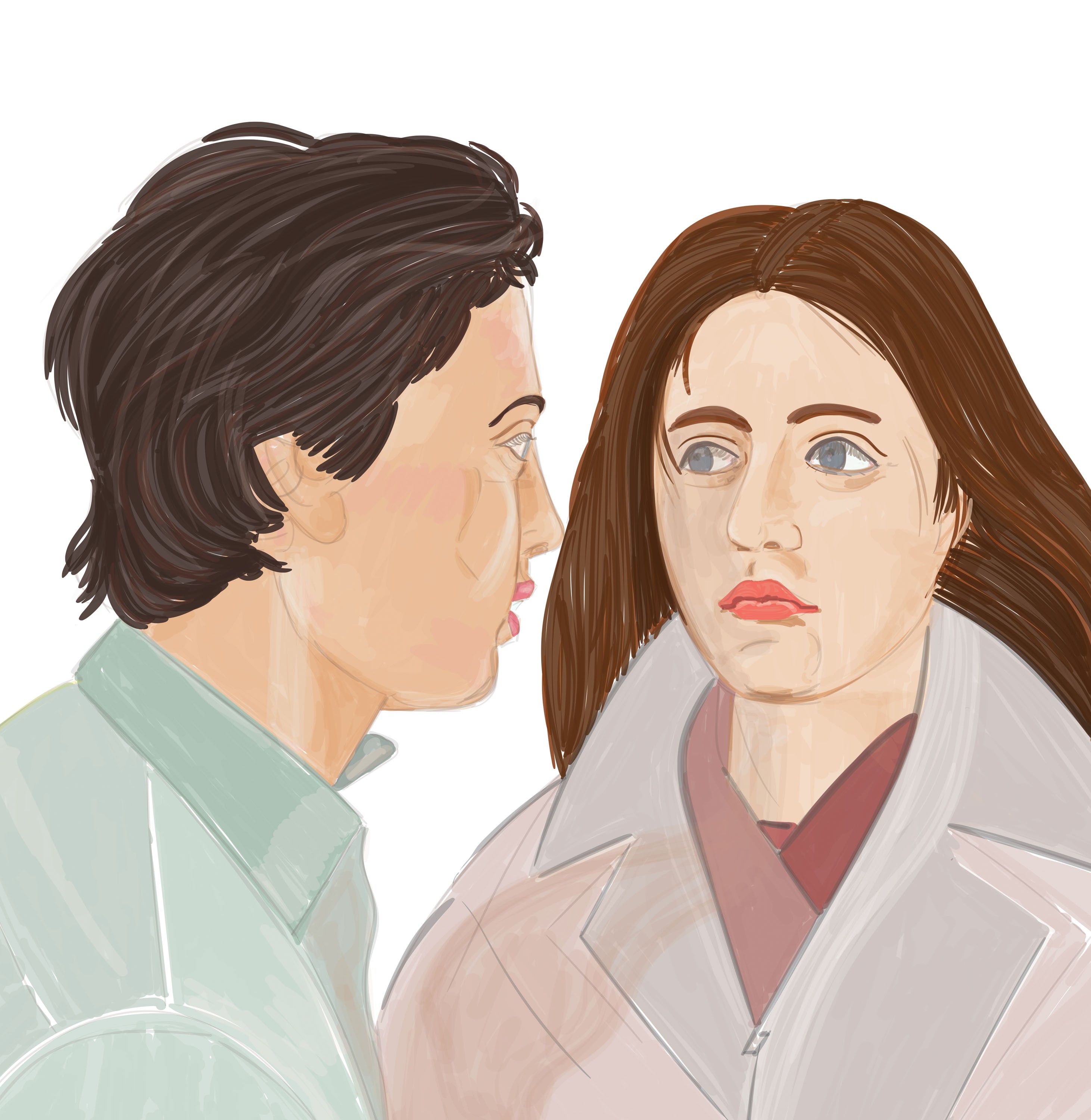 A man and a woman are looking at each other.