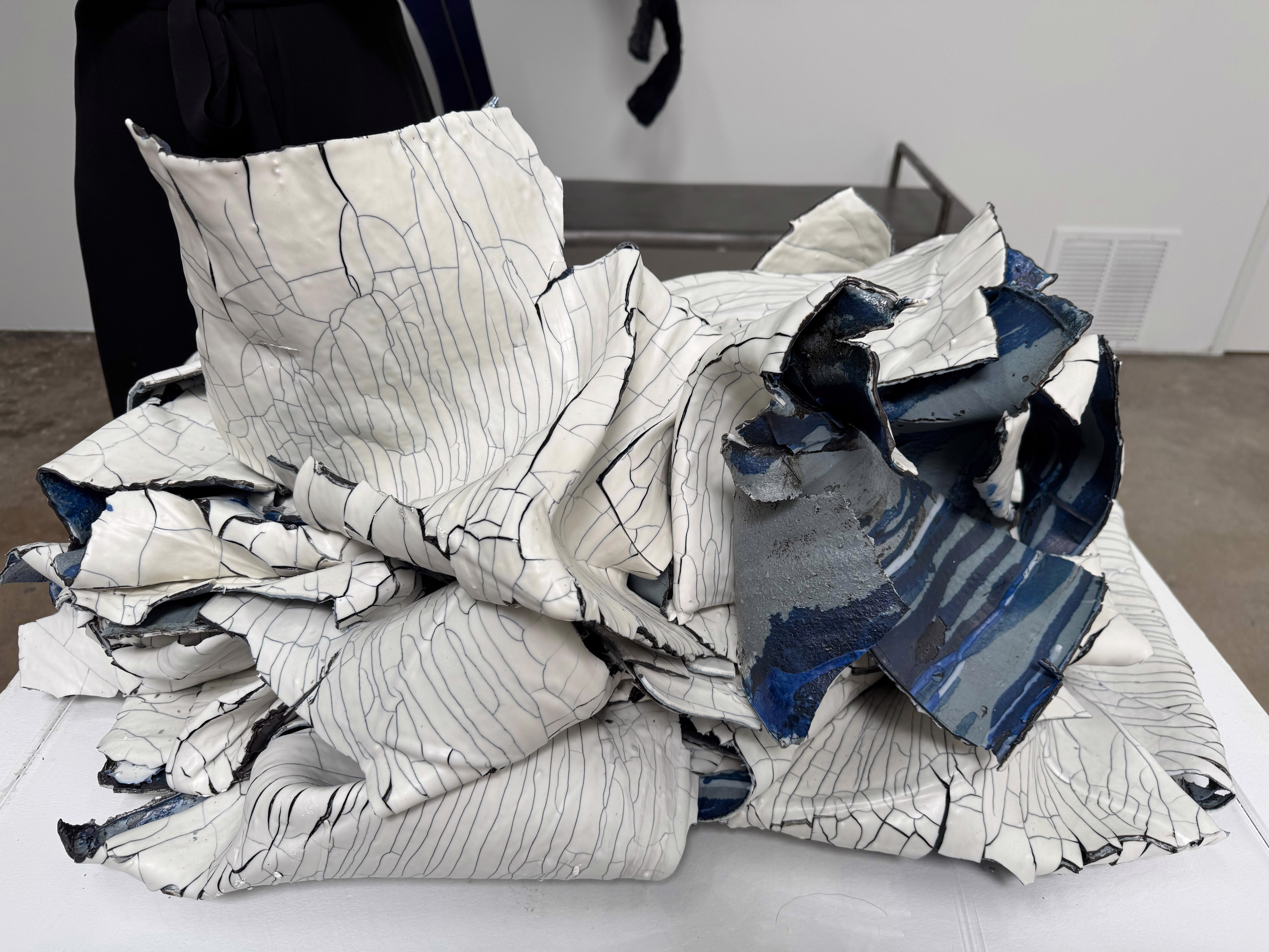 A large piece of art on display in a museum.