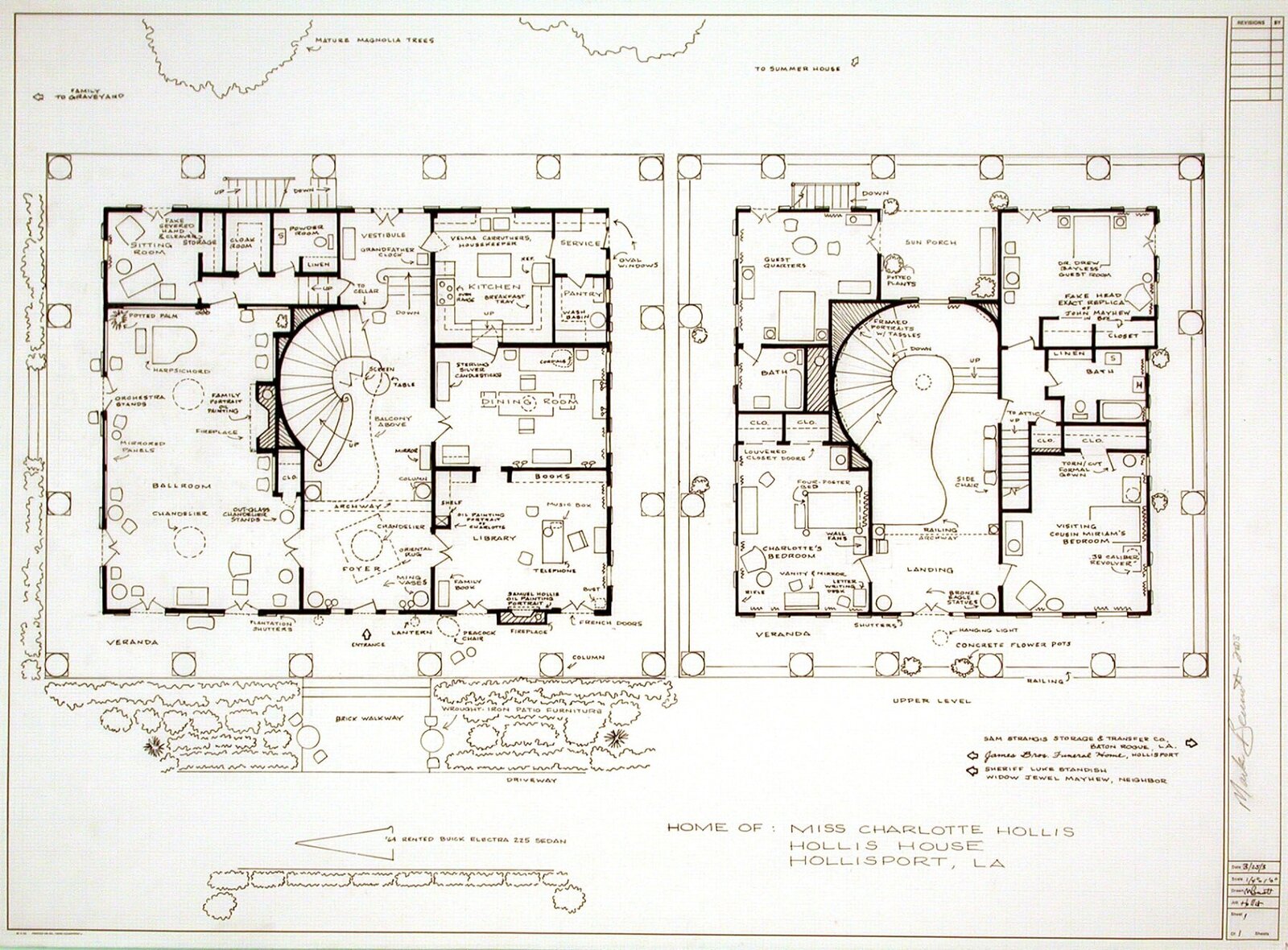 Artwork by Mark Bennett, Home of Charlotte Hollis (Hush...Hush, Sweet Charlotte), Made of India ink and graphite on vellum 