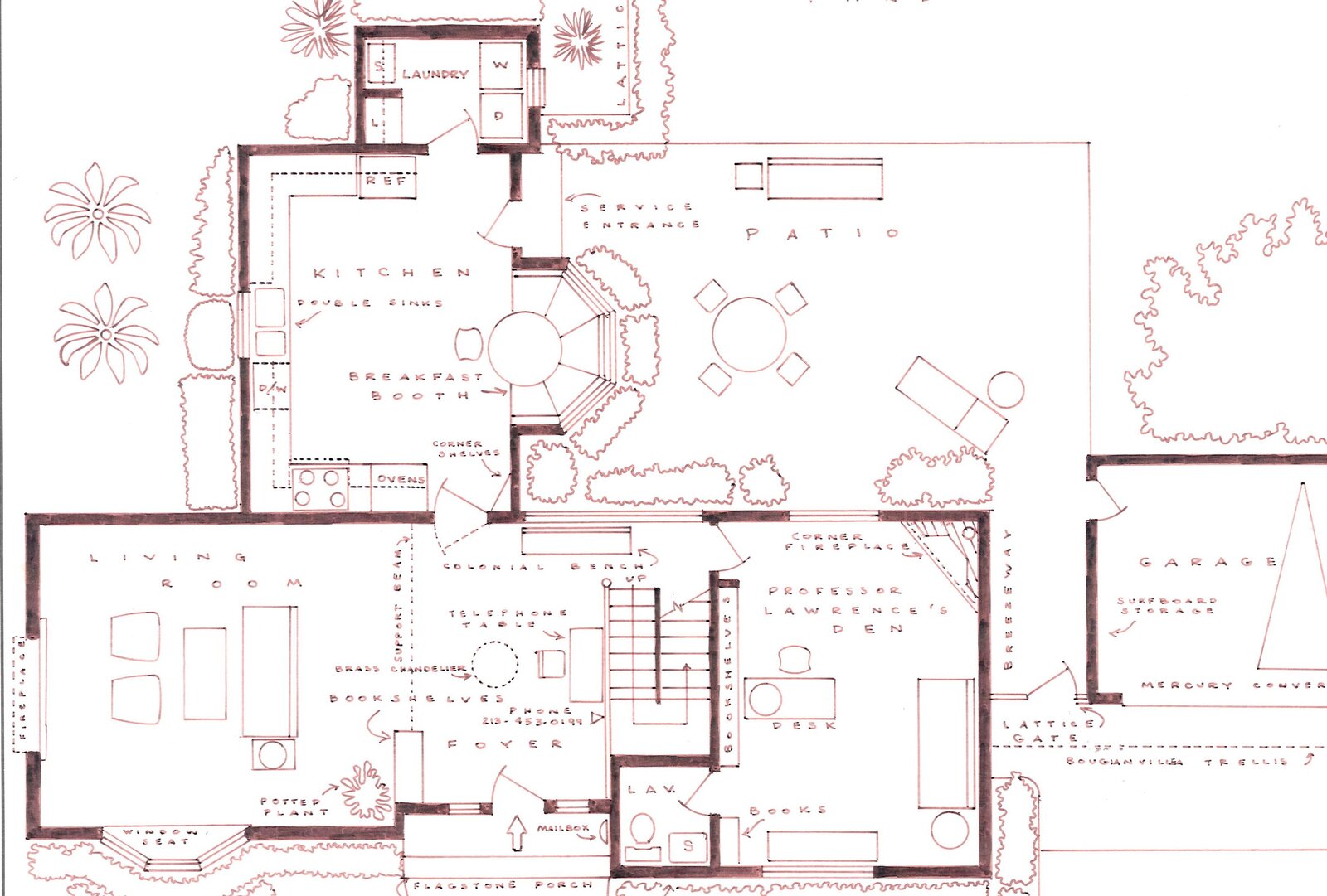 Artwork by Mark Bennett, Home of Francis "Gidget" Lawrence (Gidget), Made of India ink and graphite on vellum 