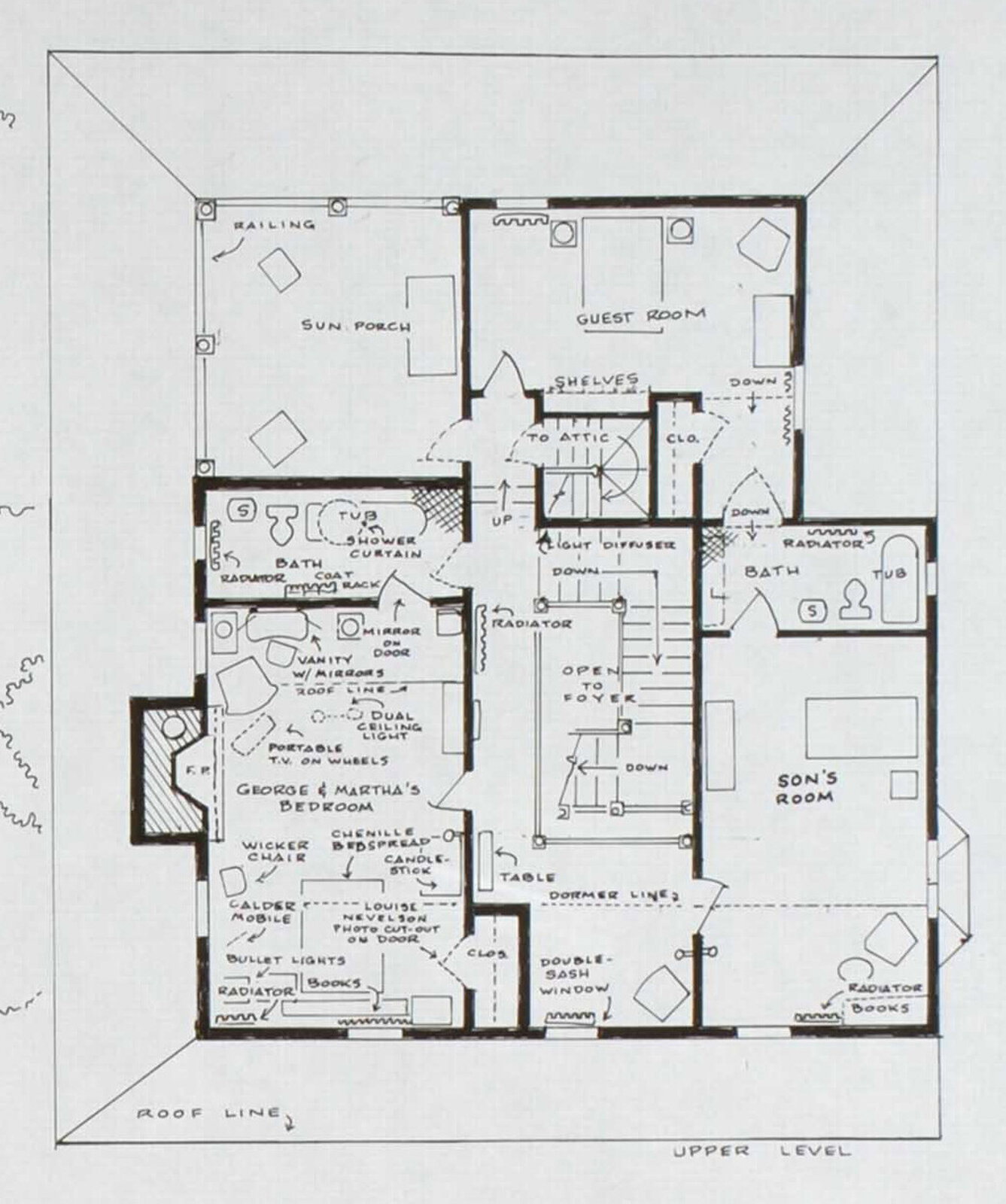 Artwork by Mark Bennett, Home of George & Martha (Who's Afraid of Virginia Woolf), Made of India ink and graphite on vellum 