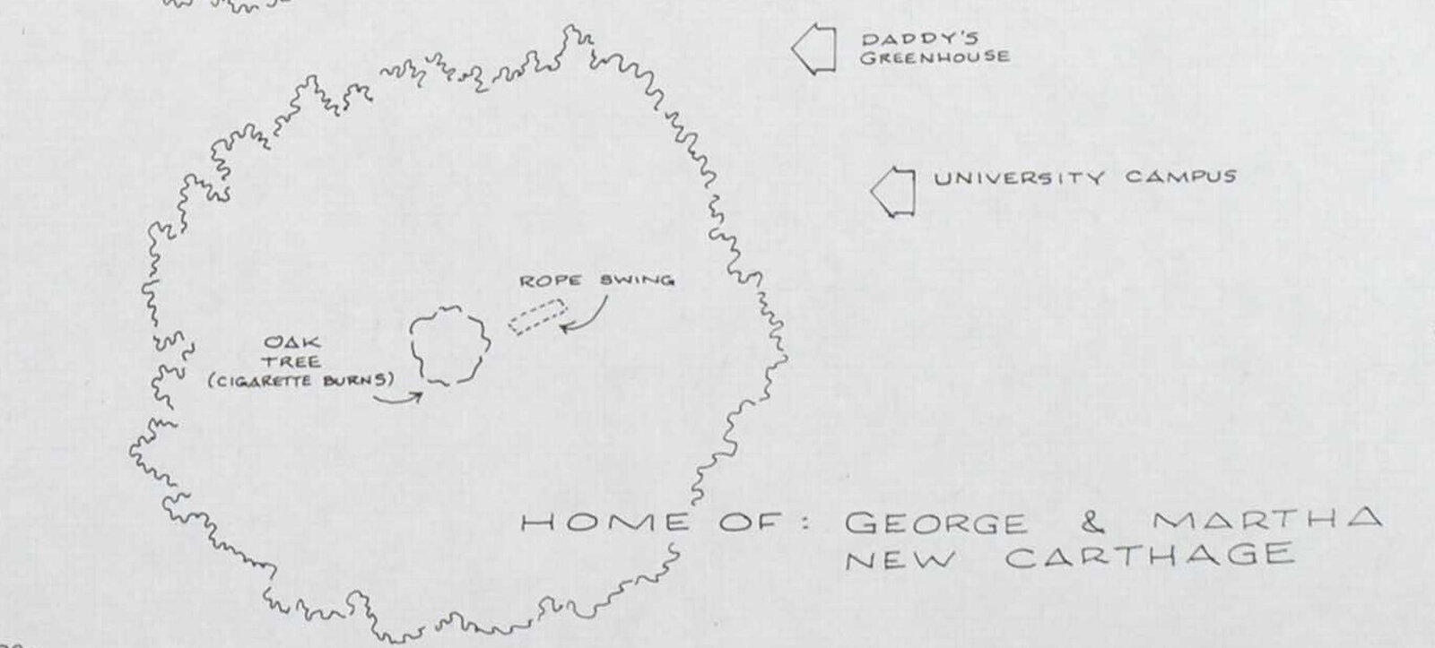 Artwork by Mark Bennett, Home of George & Martha (Who's Afraid of Virginia Woolf), Made of India ink and graphite on vellum 