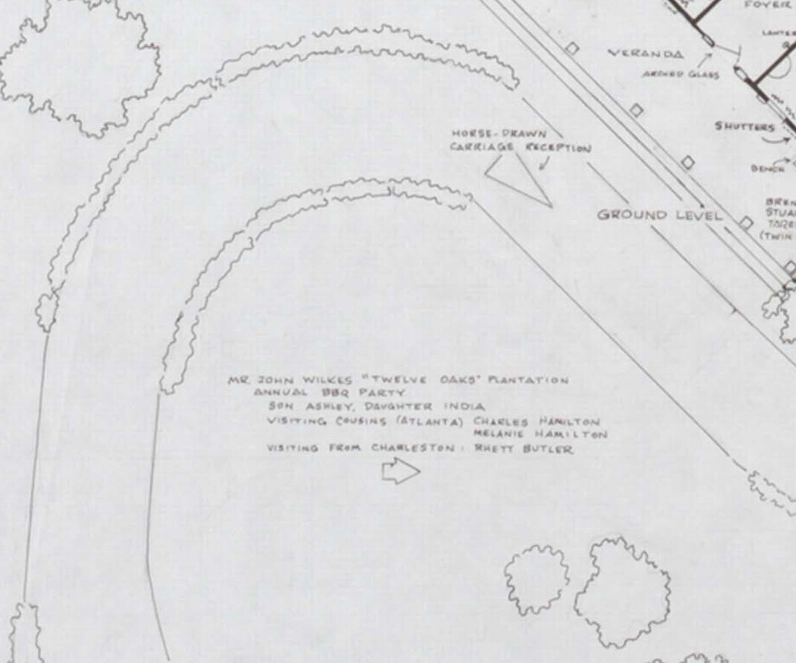 Artwork by Mark Bennett, Home of Gerald & Ellen O'Hara, Katie Scarlett O'Hara, Suellen & Carreen (Gone With The Wind), Made of India ink and graphite on vellum 