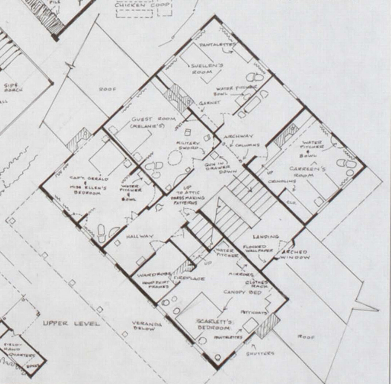 Artwork by Mark Bennett, Home of Gerald & Ellen O'Hara, Katie Scarlett O'Hara, Suellen & Carreen (Gone With The Wind), Made of India ink and graphite on vellum 