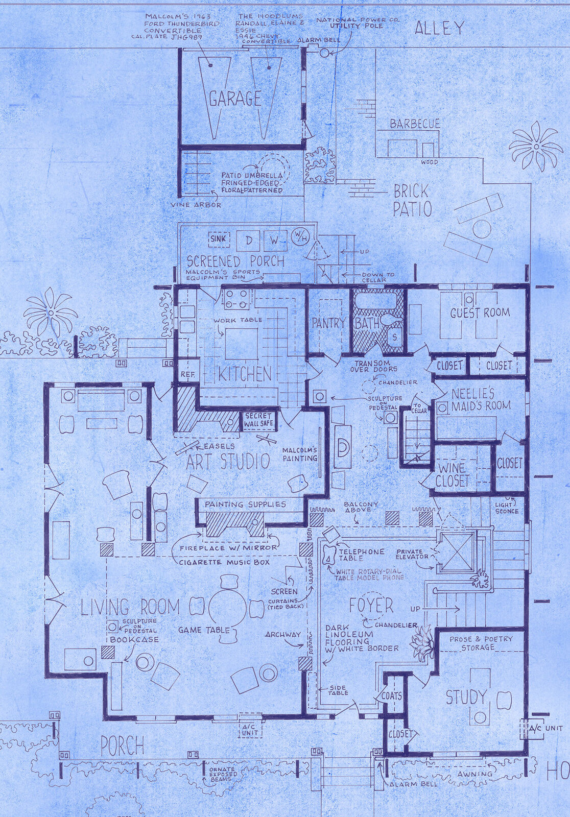 Artwork by Mark Bennett, Home of Mrs. Cornelia Hilyard & Son (Lady in a Cage), Made of Archival pigment print on Hot Press Cotton Rag 