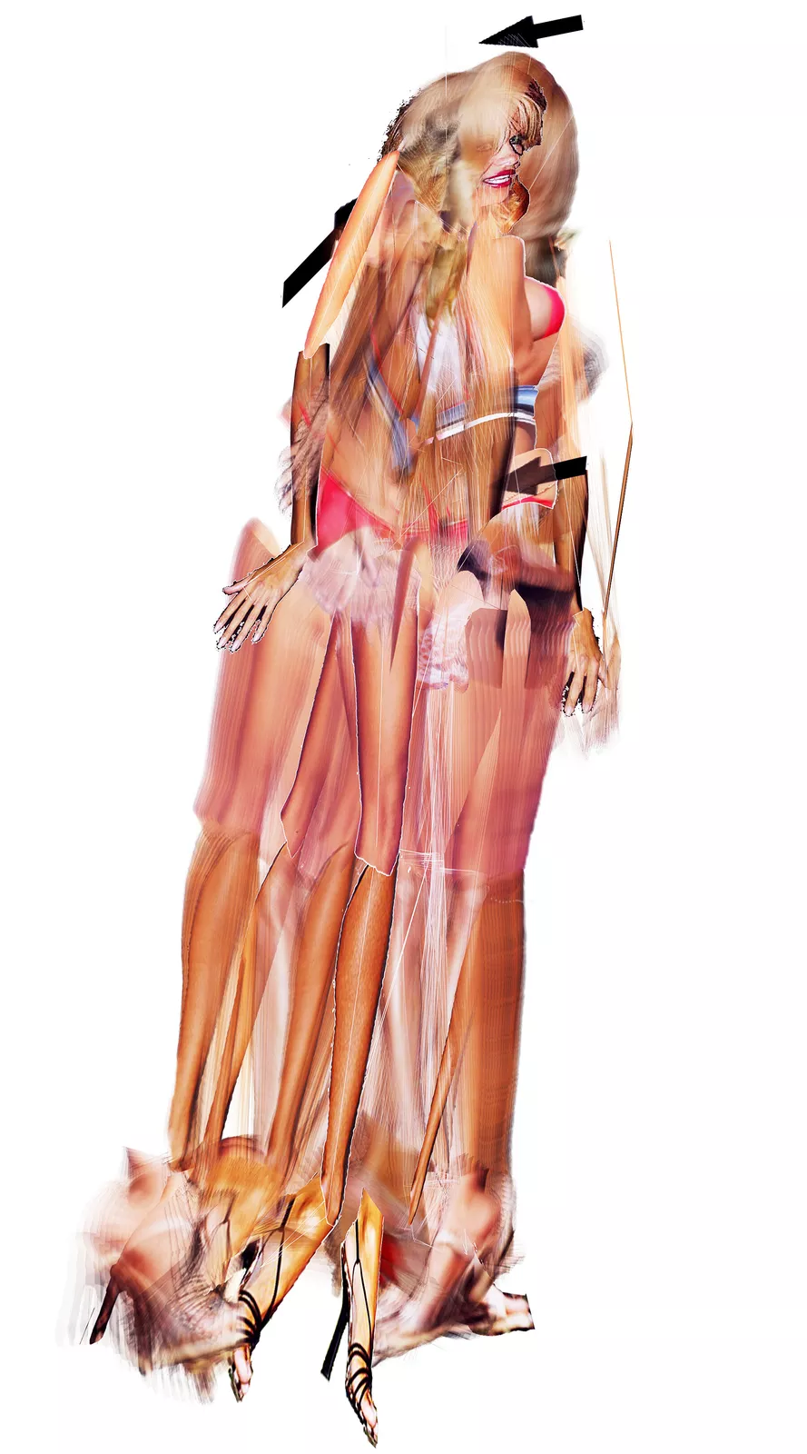 A drawing of a woman in a bikini and high heels.