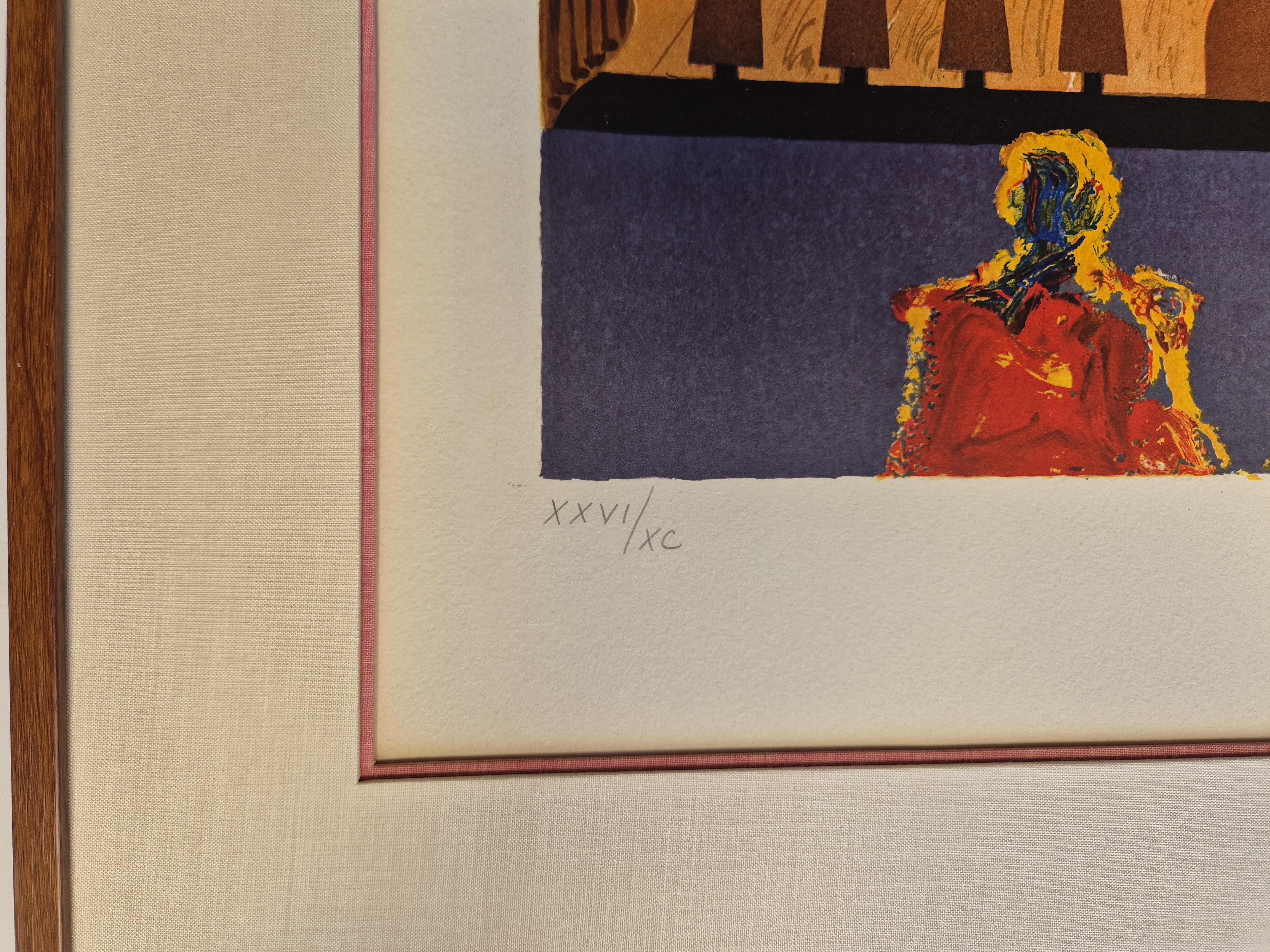 A painting of a room with a table and chairs.