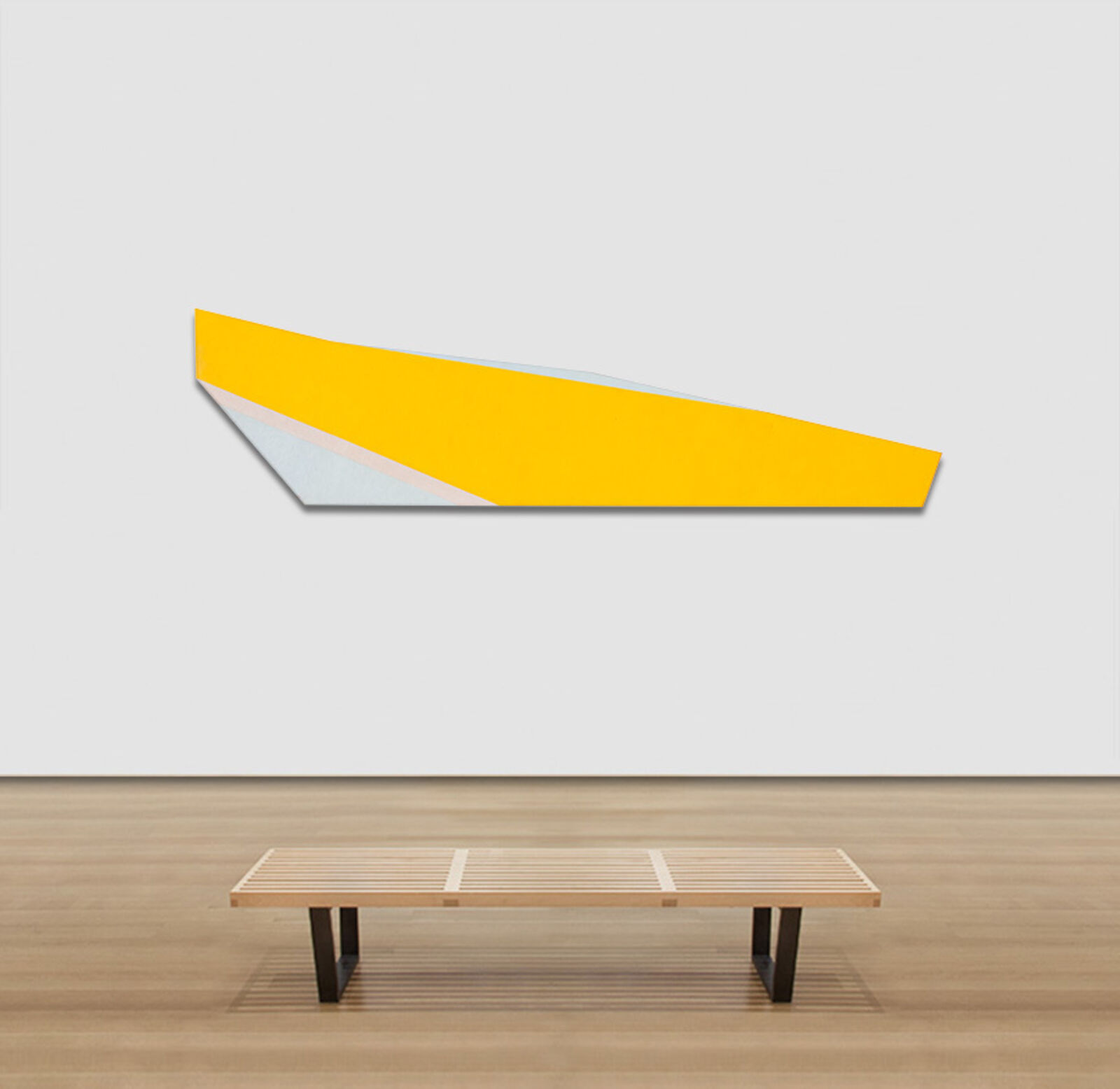 a yellow and white paper airplane on a white background
