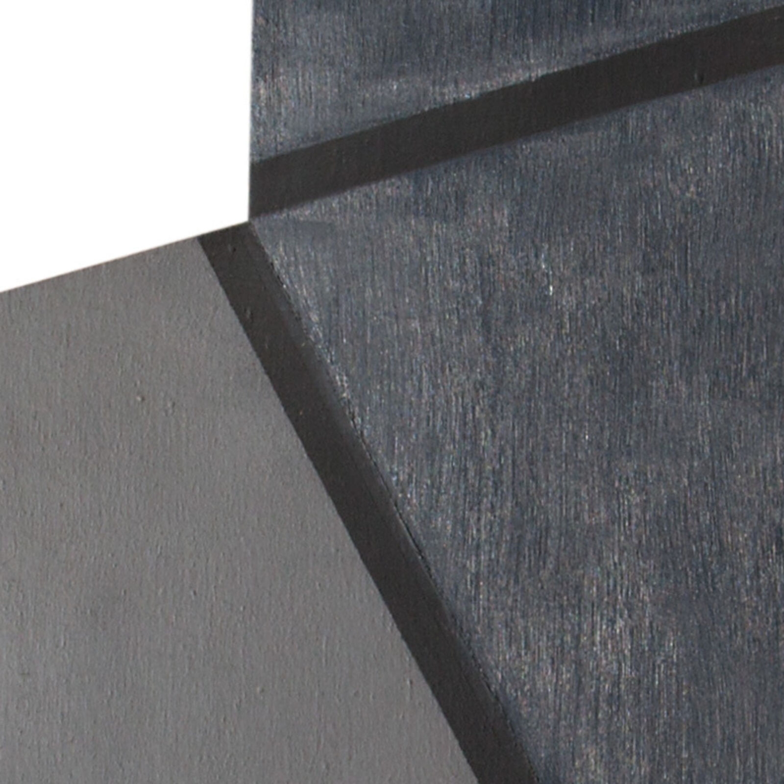 A black and white painting on a white background.