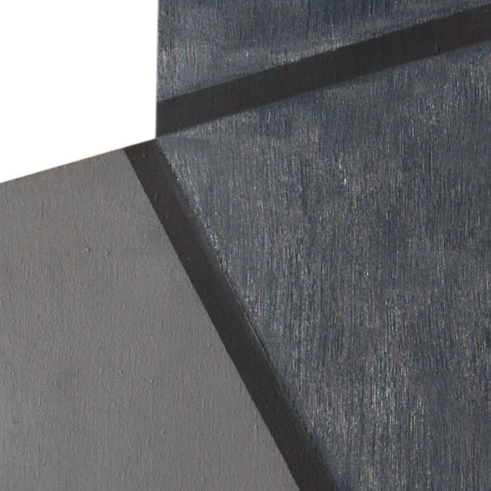 A black and white painting on a white background.