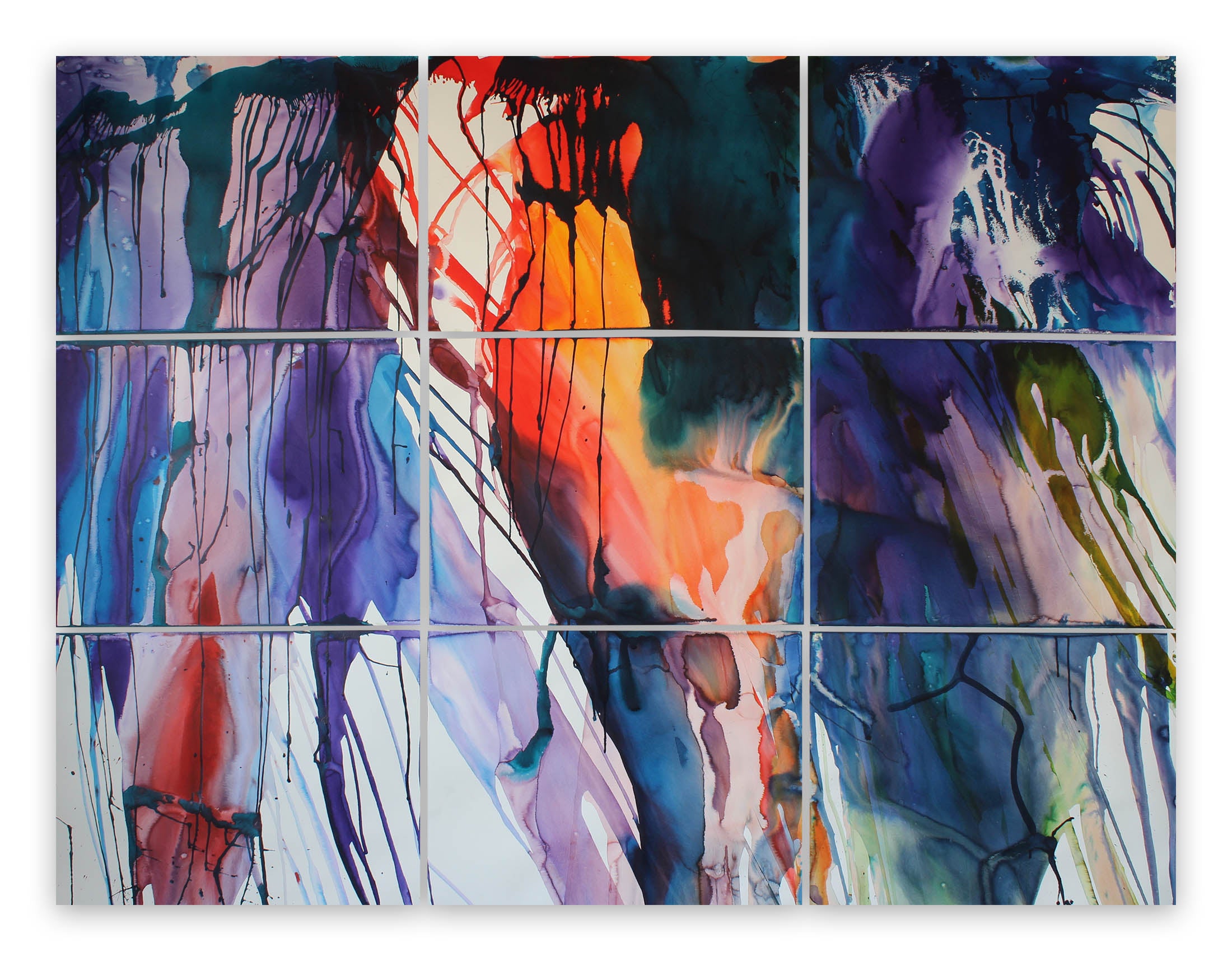 A painting of a colorful abstract painting on a white background.