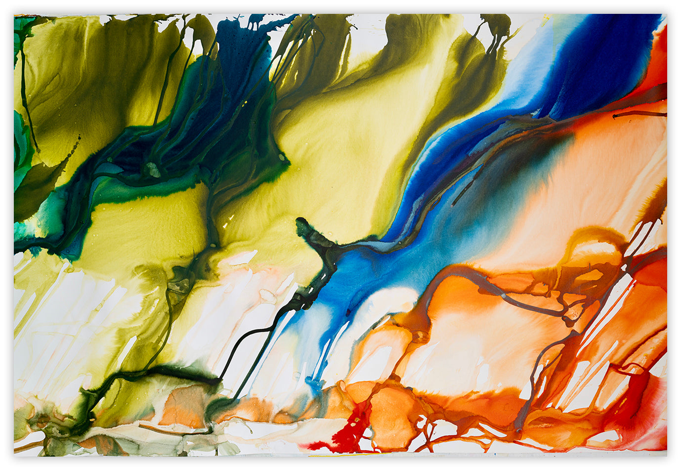 A painting of a colorful abstract painting on a white background.