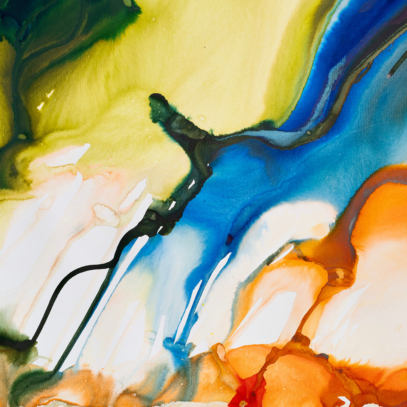 A painting of a colorful abstract painting on a white background.