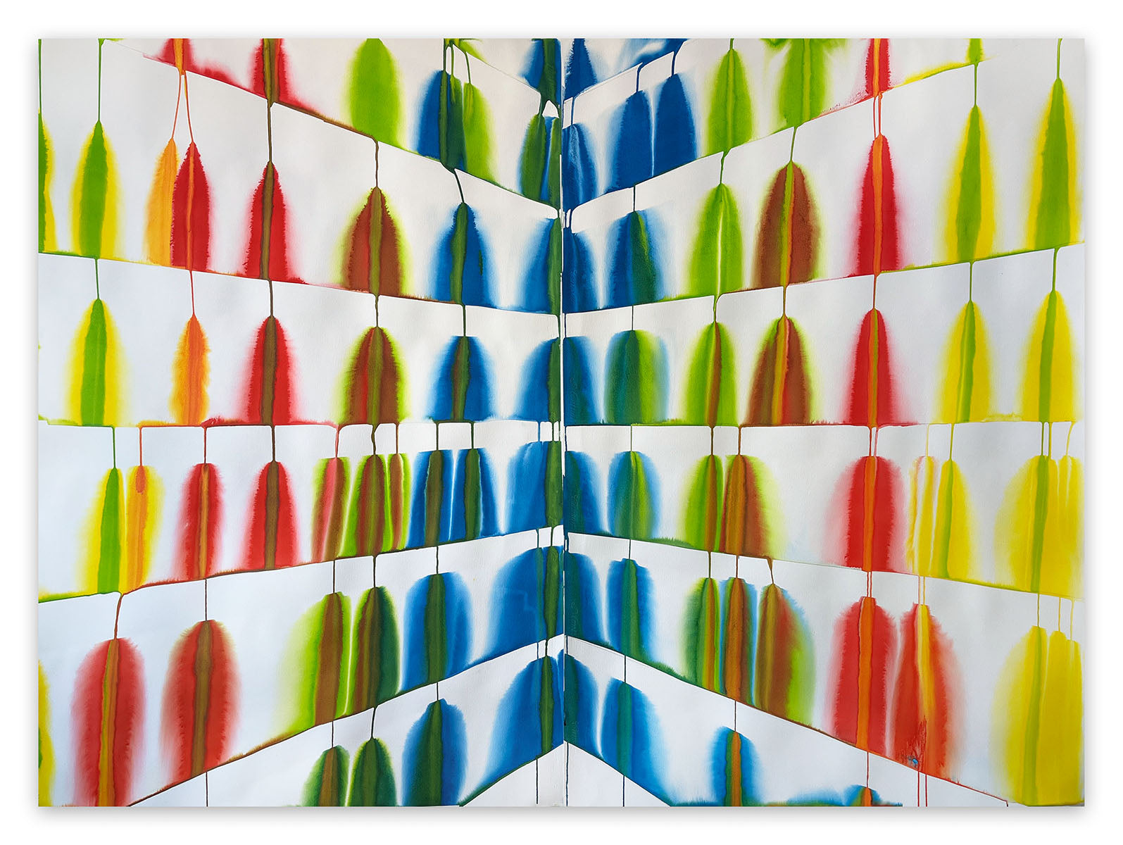 A painting of a colorful pattern on a white background.