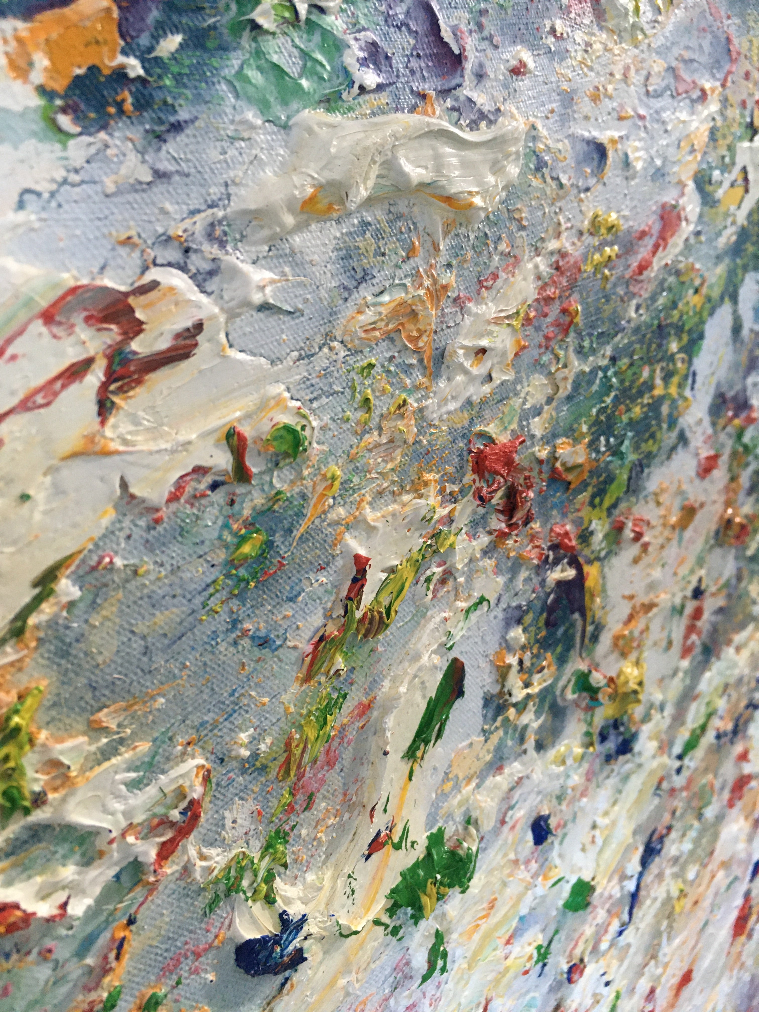 A large abstract painting on a white background. 