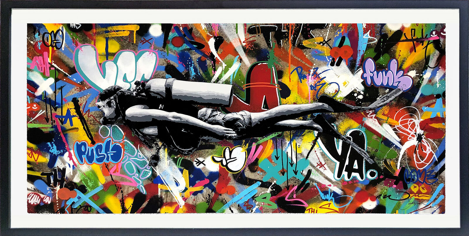 Artwork by Martin Whatson, Scuba Diver (Large Framed Screen Print), Made of Screen Print 