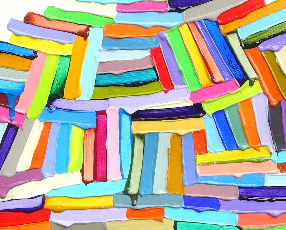 A painting of a circle made out of colored pencils.