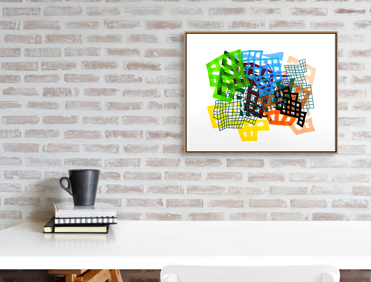 A picture of a colorful abstract painting on a white background.