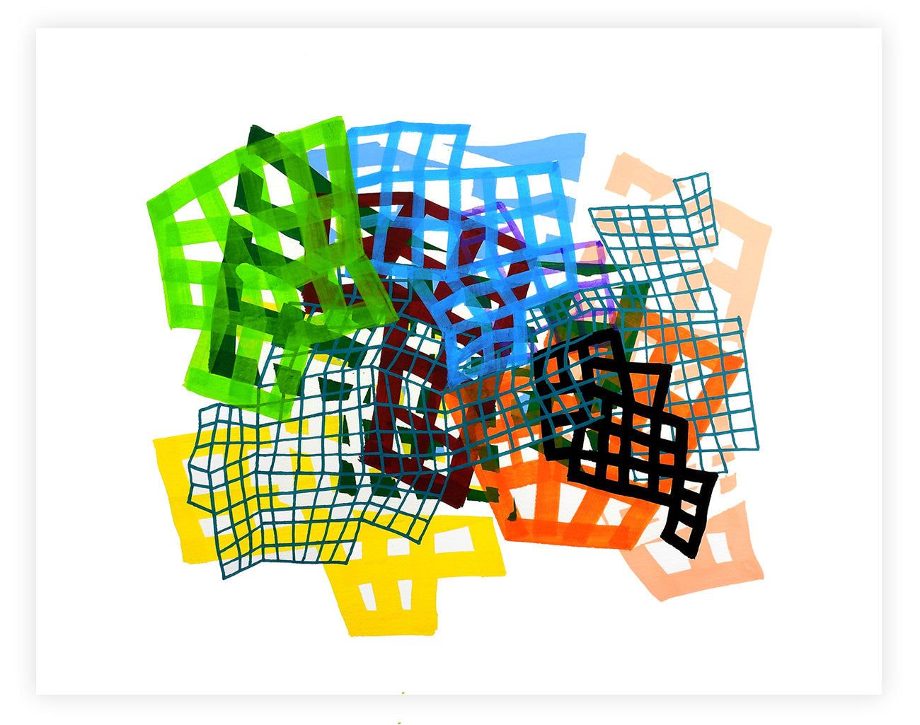 A picture of a colorful abstract painting on a white background.