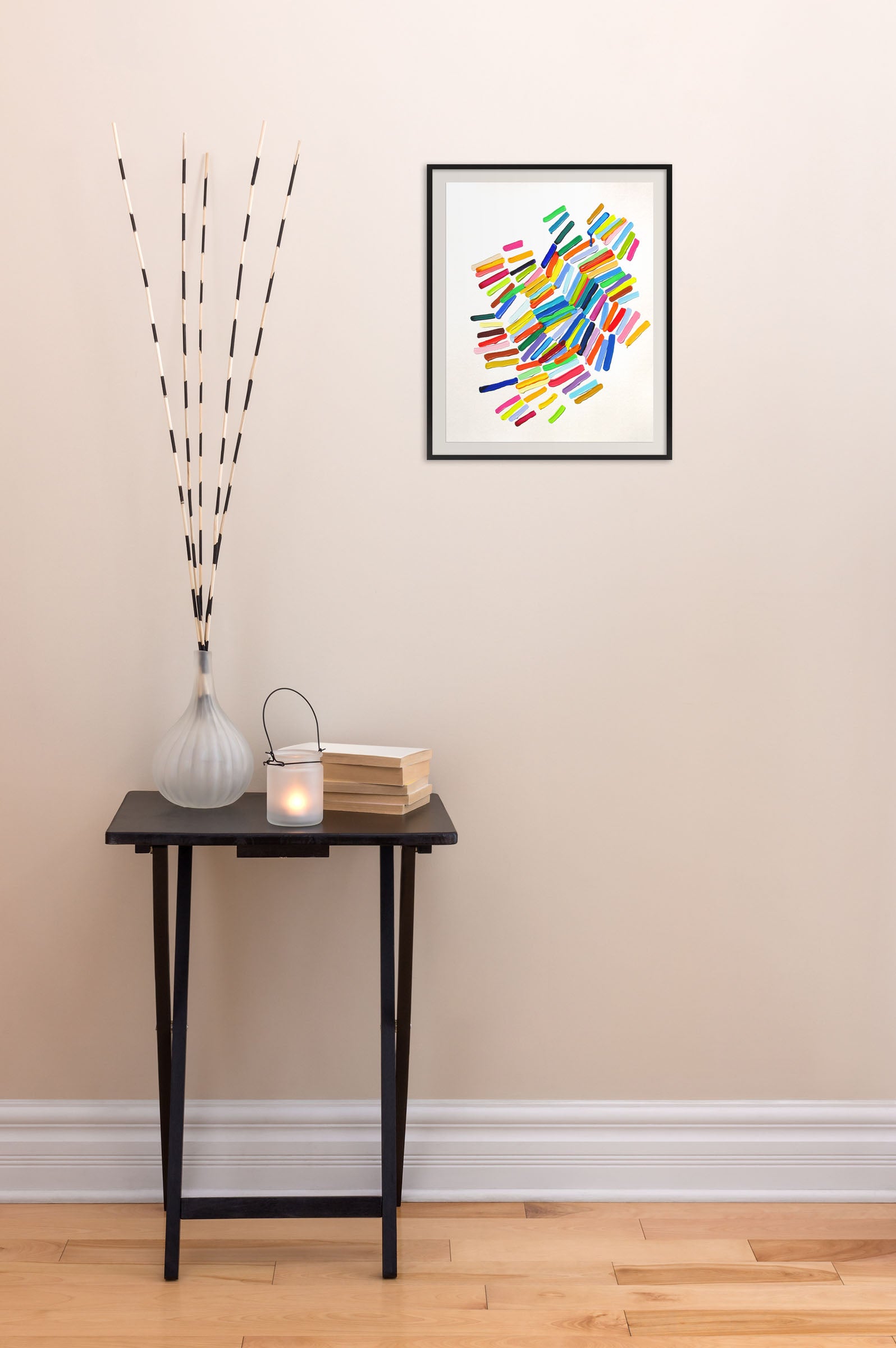 A drawing of a heart made out of colored pencils.