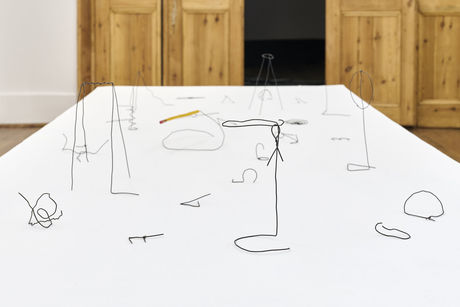 Artwork by Mateo López, Doodles, Made of Balsa wood, enamel paint, metal wire 
