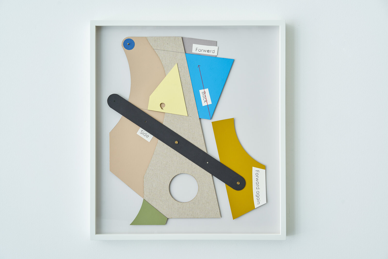 A set of four framed art pieces in a white frame.